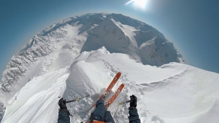 Skier falls off 100ft cliff set